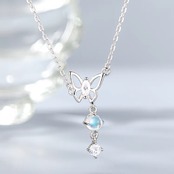 ネックレス シルバー 蝶々 パール ペンダント