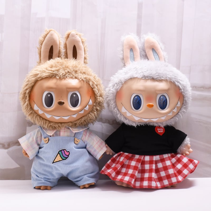 38cm Labubu用 夏 カジュアル シャツ＋サロペット/トップス＋スカート
