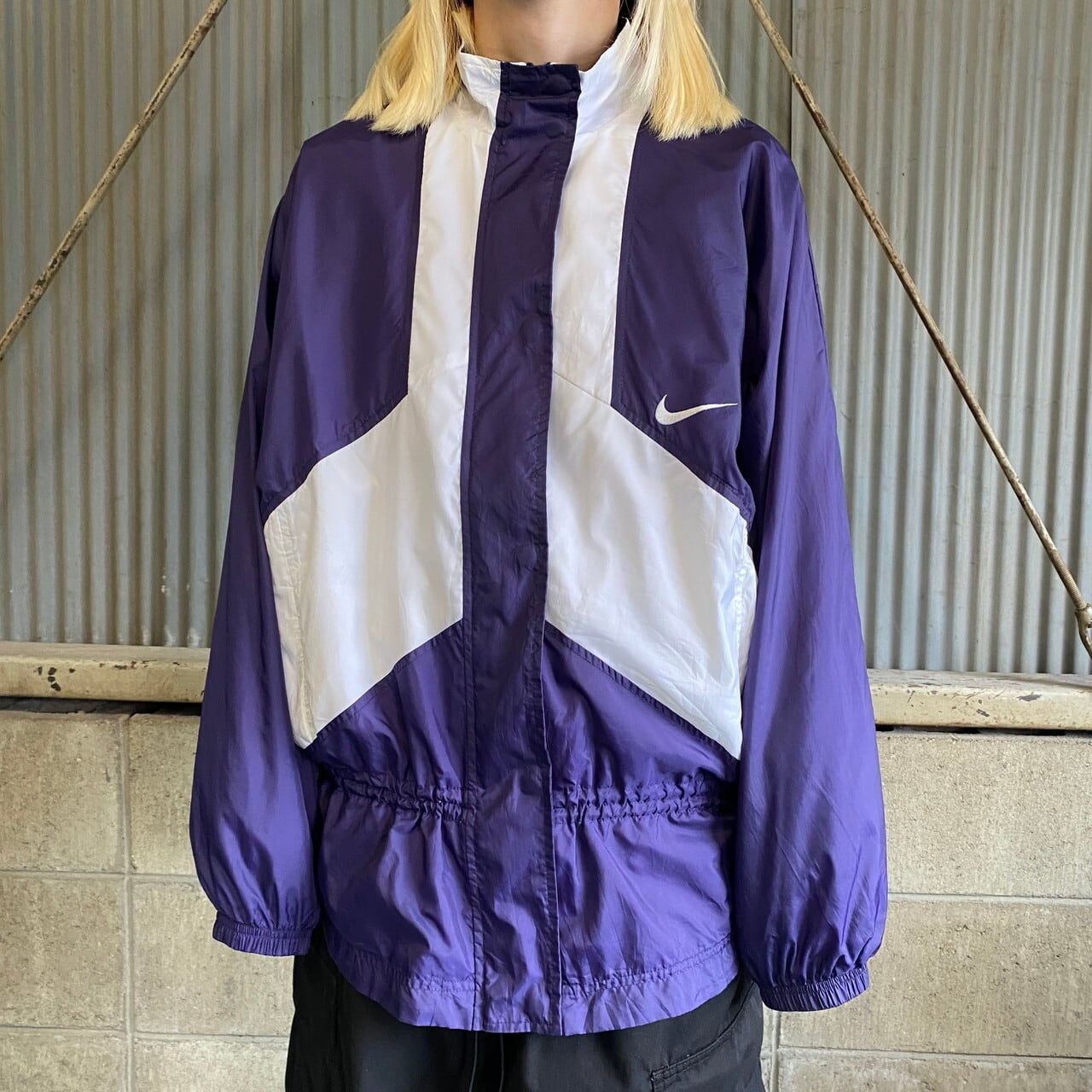 紫 光沢 90s  オールド NIKE ナイキ ナイロンジャージパンツ