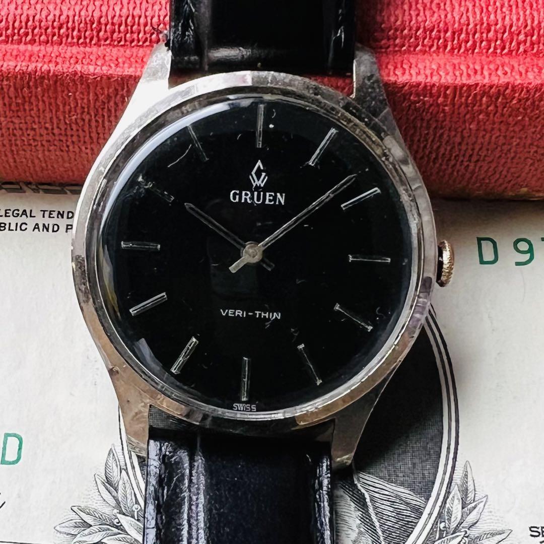 #2734【渋くてお洒落】メンズ腕時計 グリュエン 動作品 1950年代 手巻きコメント