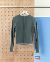 kotoha yokozawa - Click Dot Cardigan :Blue Fog|クリックドット/製品染めリブ+ヘビー綿テープ