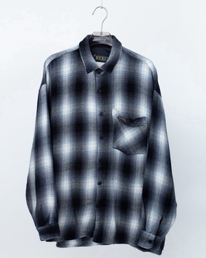 ombre check pattern wool shirt