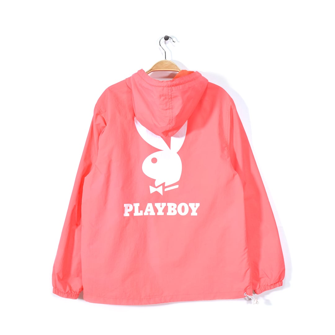 プレイボーイ ナイロンジャケット プルオーバー フード ピンク PLAYBOY