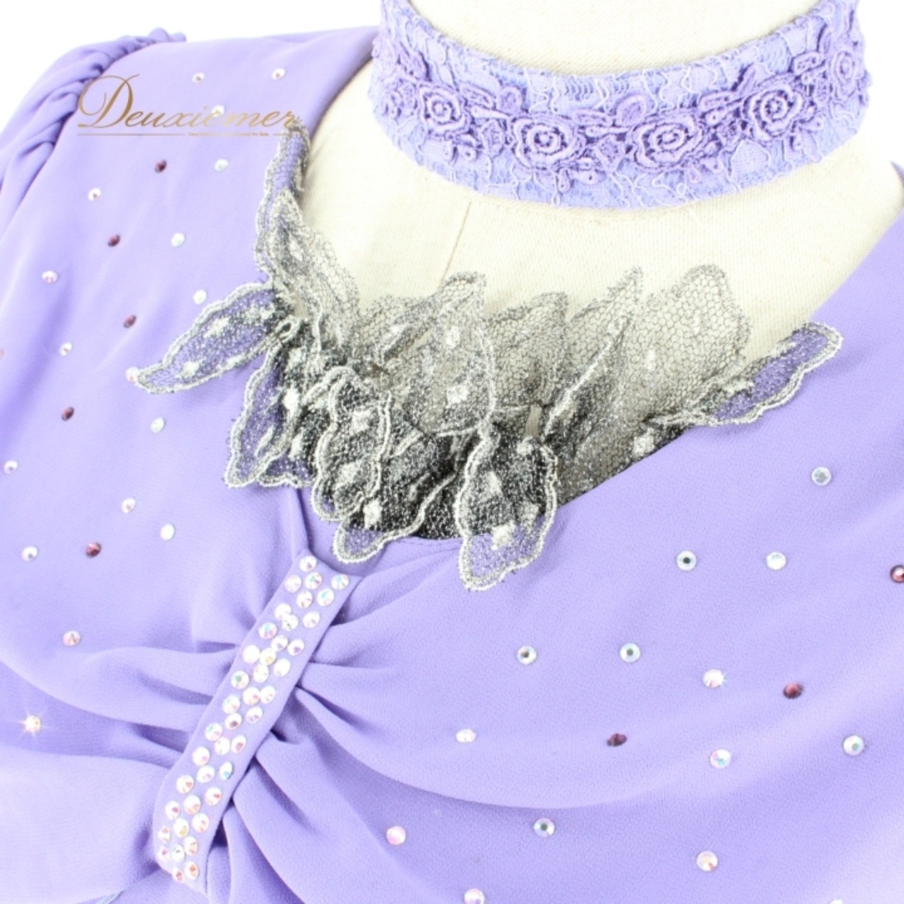 社交ダンス 衣装 スタンダード トップス レッスンウェア 紫 銀色 パープル系 シルバー系 SEKINE セキネ チョーカー ラインストーン レース 社交ダンス衣装 大人用 ダンスウェア フォーマル ステージ衣装 レッスン用 トップス Mサイズ 日本製 おしゃれ デザイン パーティー 衣装用 トレーニング用 カジュアル スタイル 伸縮性なし 輸入品 フェミニン シンプル 上品 トレンド レディース