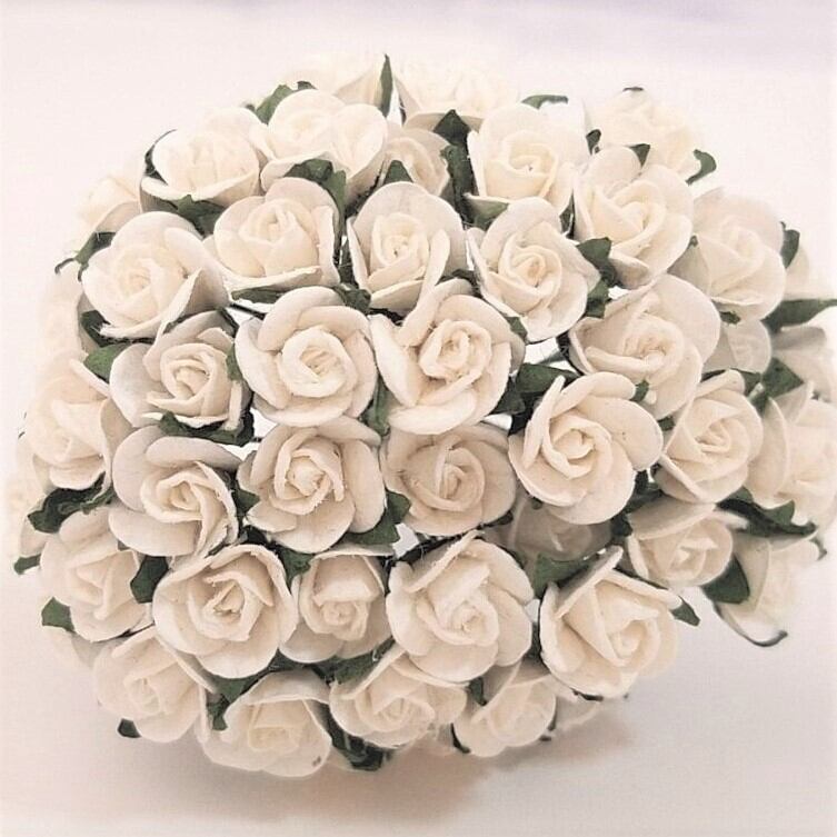 バラ 約5-8mm（白 #152）50本 ミニ造花 アートフラワー | G.D.TARAD 紙