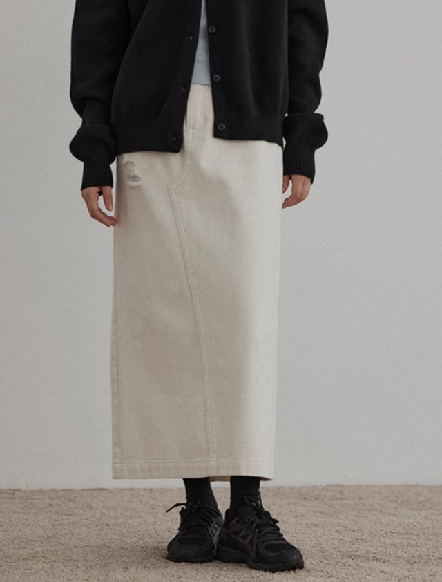 cotton a line long skirt 3colors【2023111602】