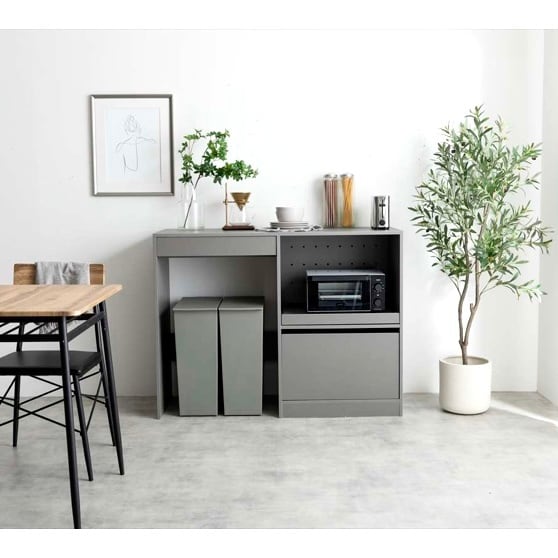 幅120cm【ダストボックス収納キッチンラック／全2カラー】レンジ台