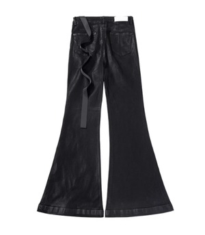black coating flare denim