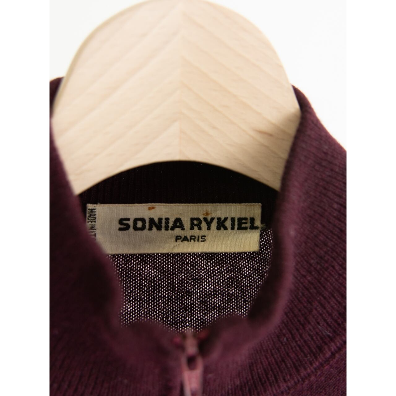 SONIA RYKIEL】Made in Italy Wool-Angora Half Zip Knit Pullover