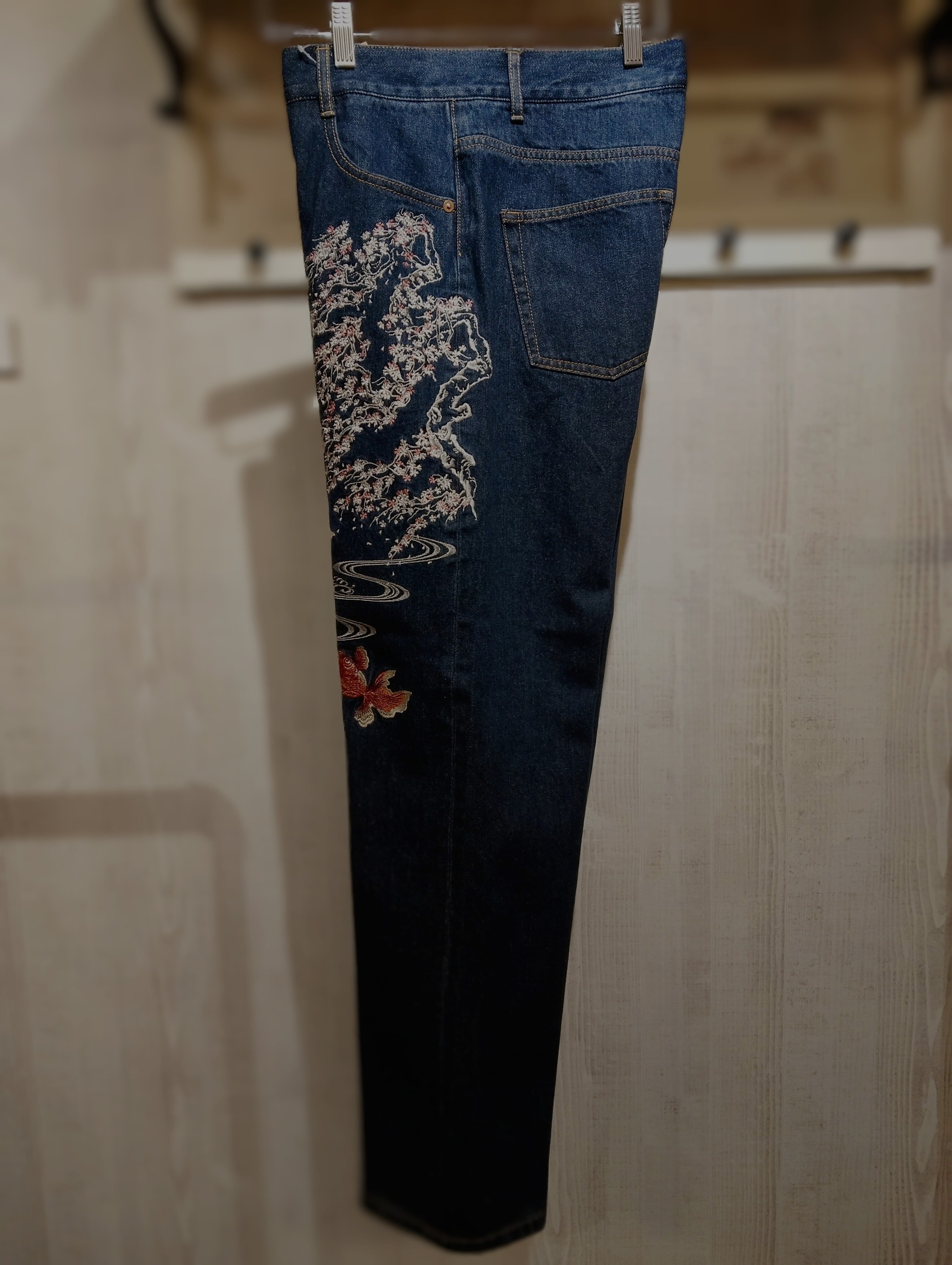 新入荷 新品 SP-002 桜金魚刺繍デニムパンツ インディゴ 32/34/36/38