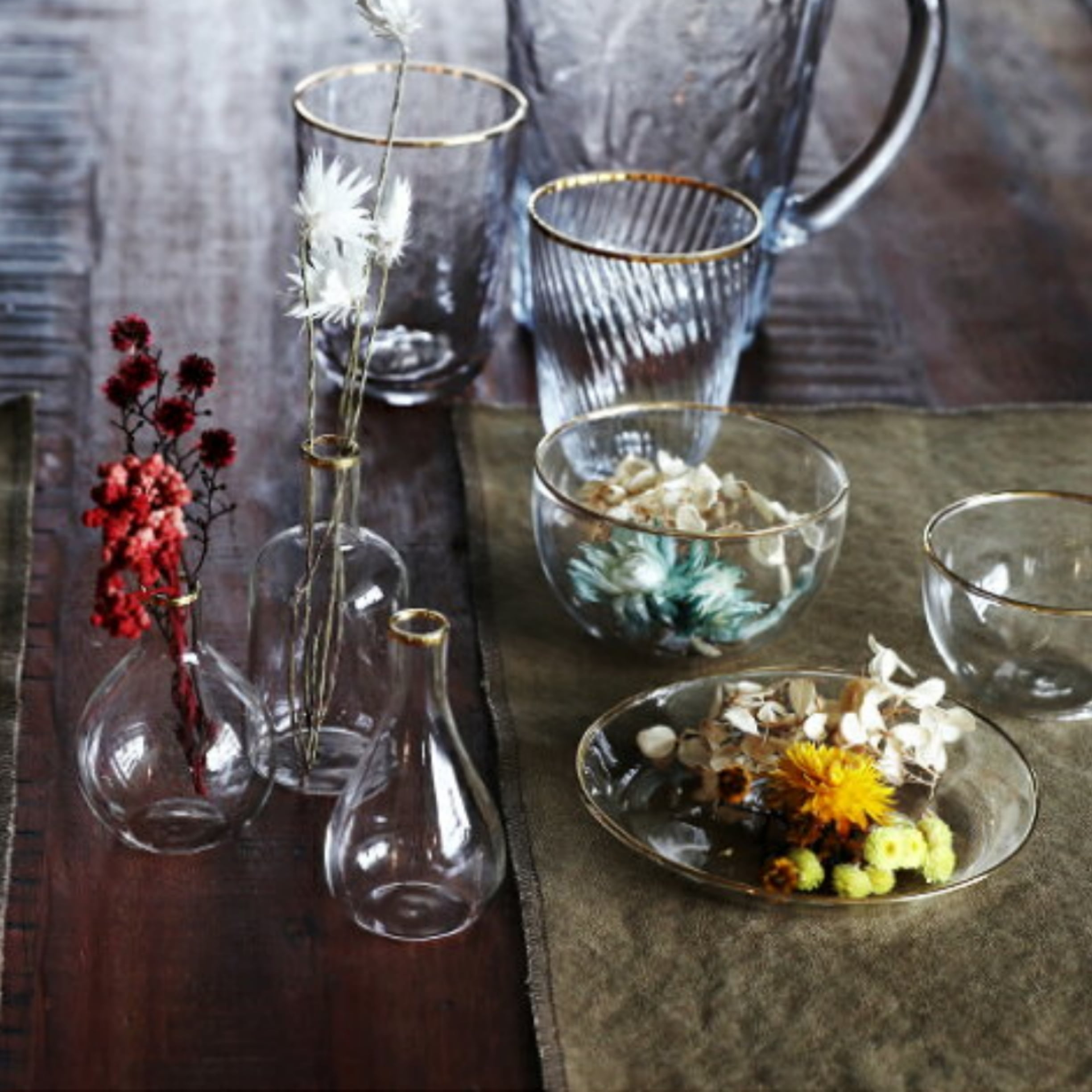 金縁ガラスプレート/ガラスの小皿/アクセサリートレイ/取分け皿 金縁ガラスプレート/ガラスの小皿/アクセサリートレイ/取分け皿