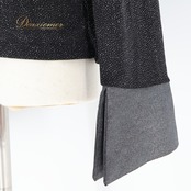 社交ダンス 衣装 シャツ ブラウス トップス ラメ 長袖 メンズ ジャズ ラテン パーティ 発表会 デモ 競技 ダンス レッスン 黒 襟 ブラック系 ダンスウェア 伸縮素材 ショー衣装 おしゃれ フォーマル サテン 光沢感 薄手 動きやすい