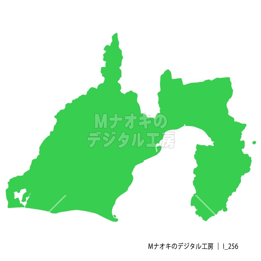 少しゆるい静岡県地図 フチなし 【I_256】 A slightly loose map of Shizuoka Prefecture without borders