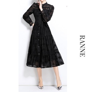 Noir Lace Tiered Dress　a0250