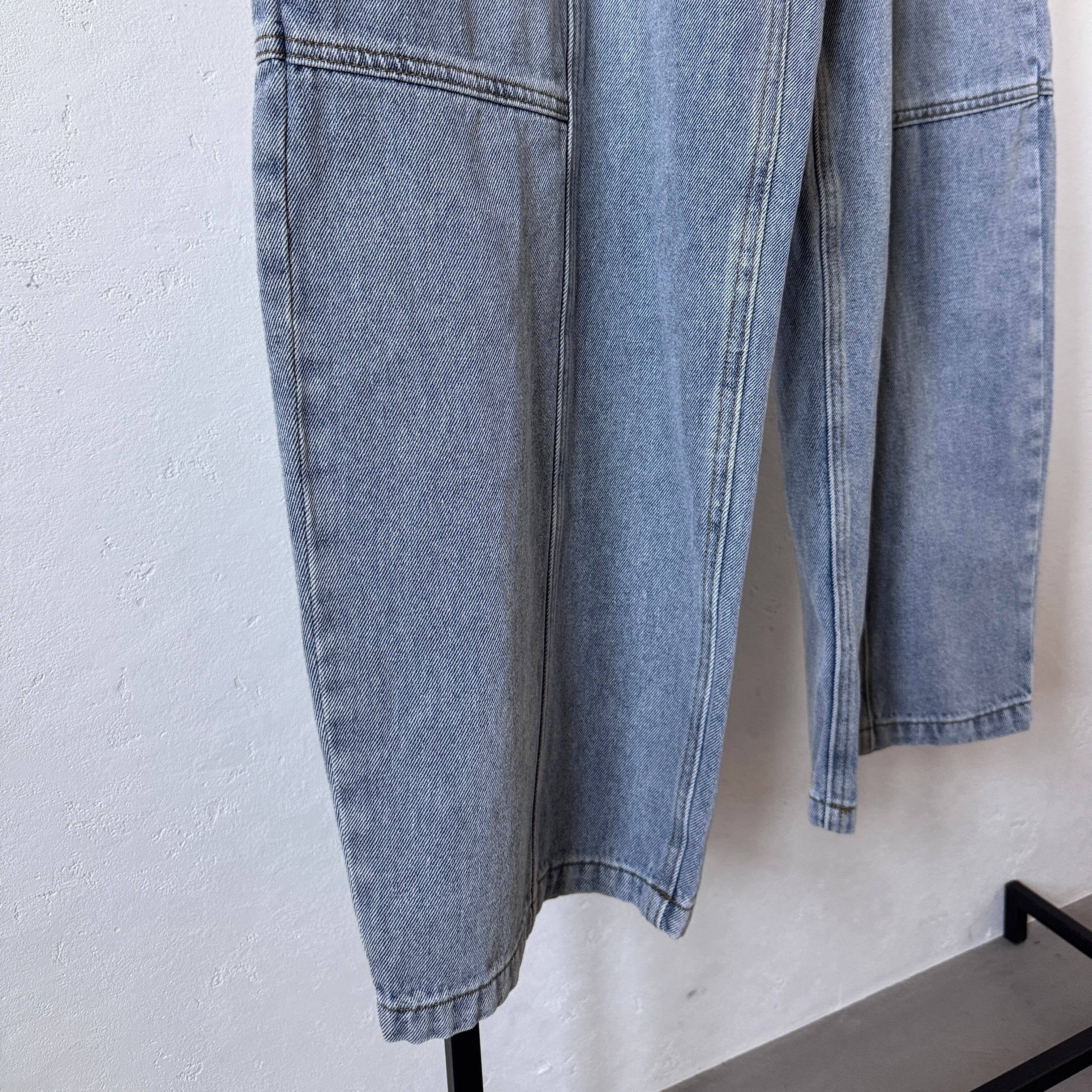 ベルト付ステッチデザインカーブデニムPT/ブルー | CFT.