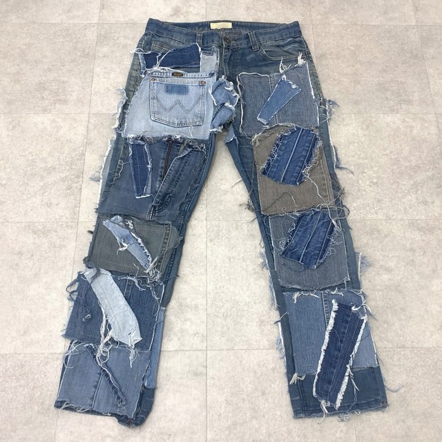 再構築デニム　リメイク　パンツ　リメイクデニム　デニム　パッチワーク