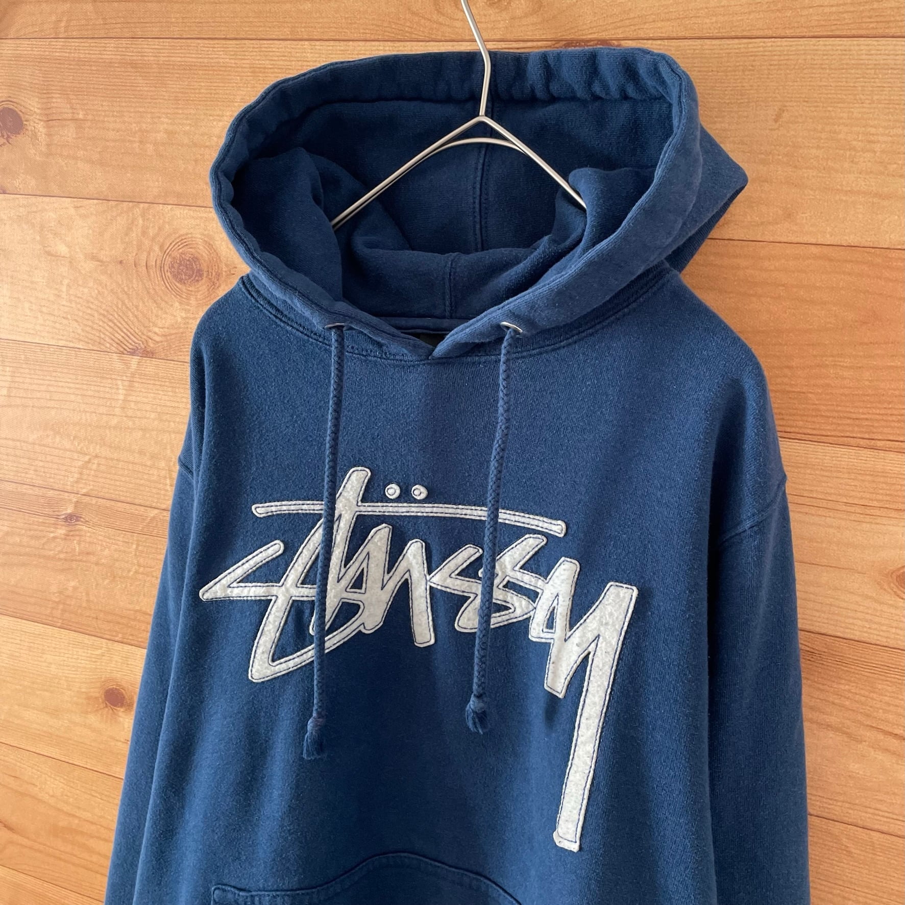 NEIGHBORHOOD ネイバーフッド パーカー STUSSY ステューシー スカル イーグル スウェット ジップパーカー 00s トップス フーディー グリッター ラメ プリント ブラック 黒 L 日本製 コラボ【メンズ】