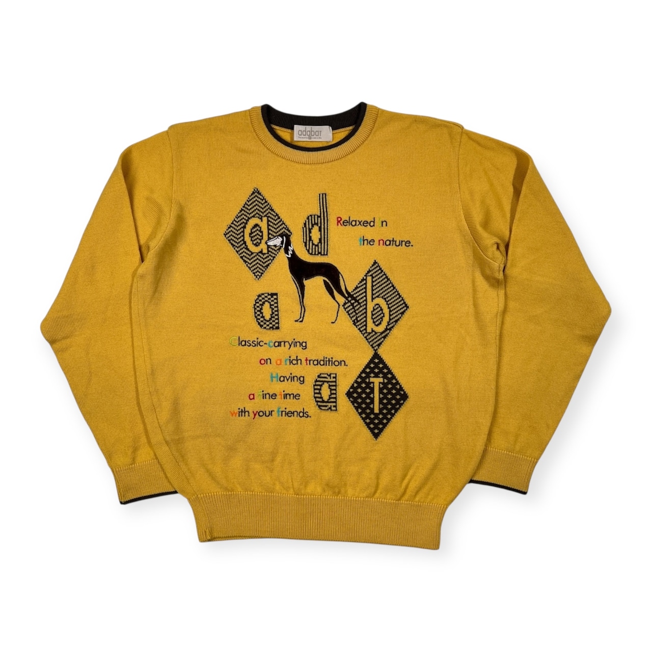 adabat アダバット BIGロゴ ウールニットセーター サイズ 1 /ゴルフ/イエロー/日本製/ワールド