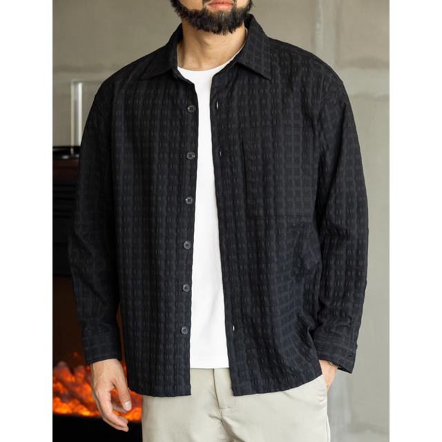 ジャカードリラックスラペルシャツ 225485