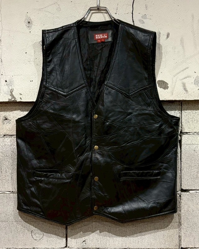 【Caka otto】Patchwork Design Vintage Leather Vest