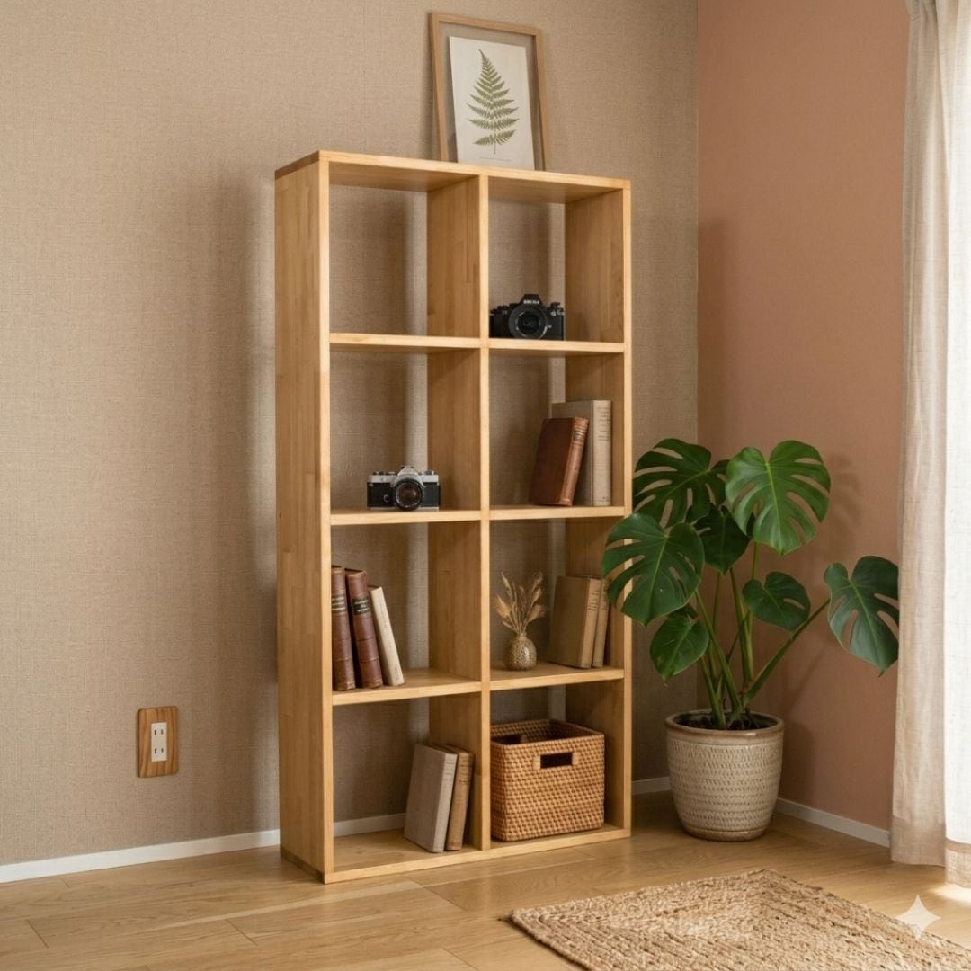 スリムマスシェルフ 30cm角 4×2タイプ｜選べる脚付き・木製収納棚