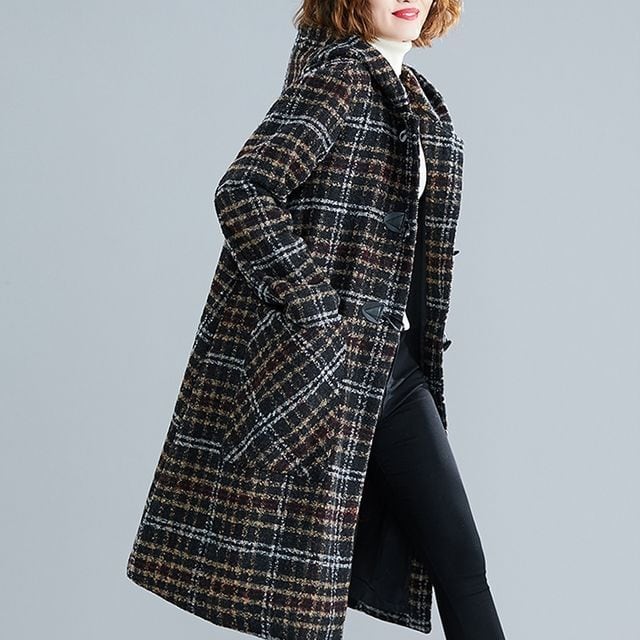 予約販売】ダッフルコート レディース チェック柄 ロング丈 予約販売】ダッフルコート レディース チェック柄 ロング丈