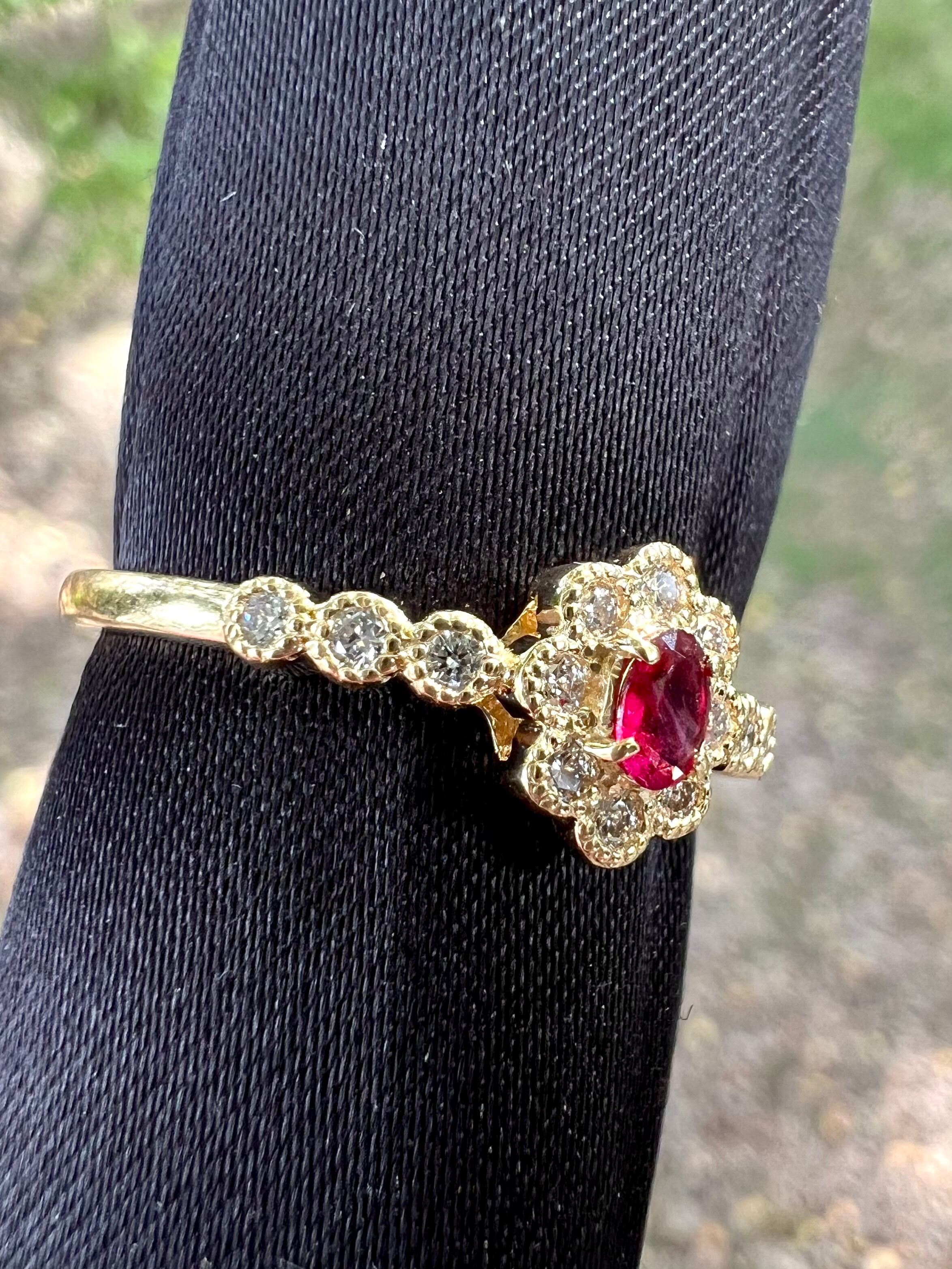 NO OIL 希少！レッドベリル K18ダイヤモンドリング H&C Diamond使用