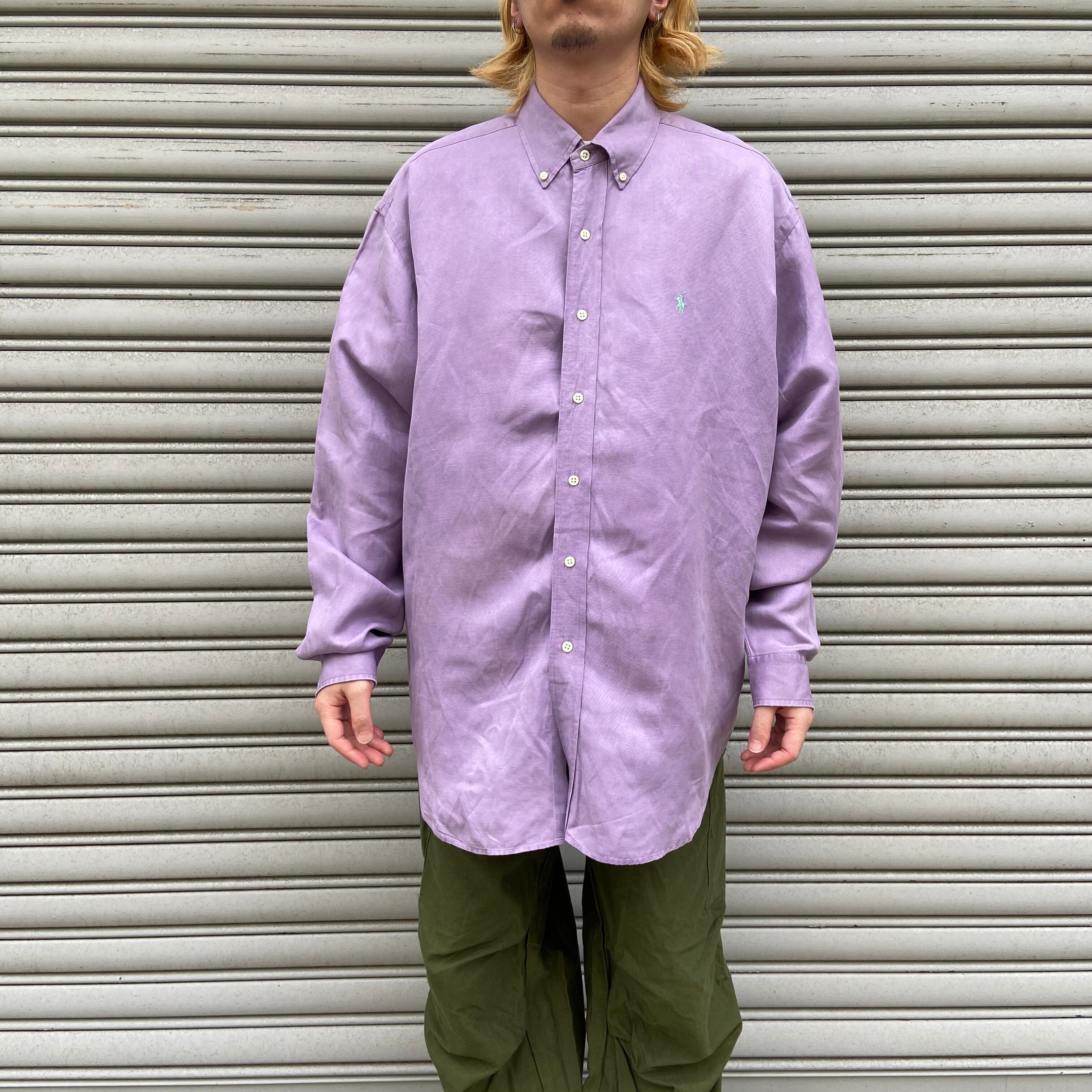 90s Ralph Lauren BLAKE シルクリネン長袖シャツ 紫系 | 古着屋 Uan