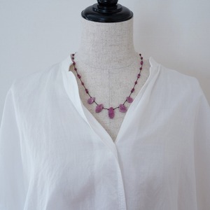 short necklace silk ルビー