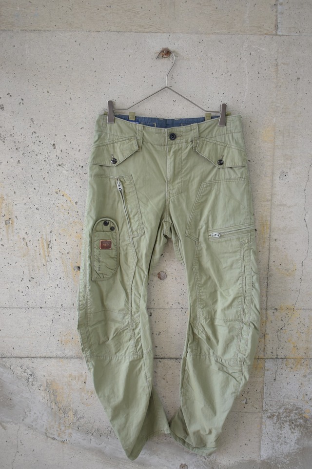 Brown pink stitch wide pants