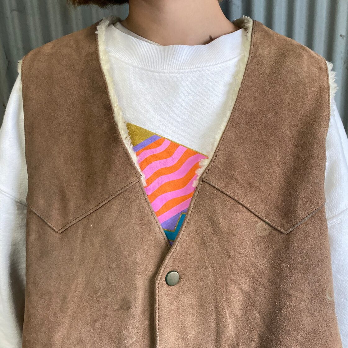 韓国製 80〜90年代 Schott ショット スエードレザー ボアベスト メンズ 