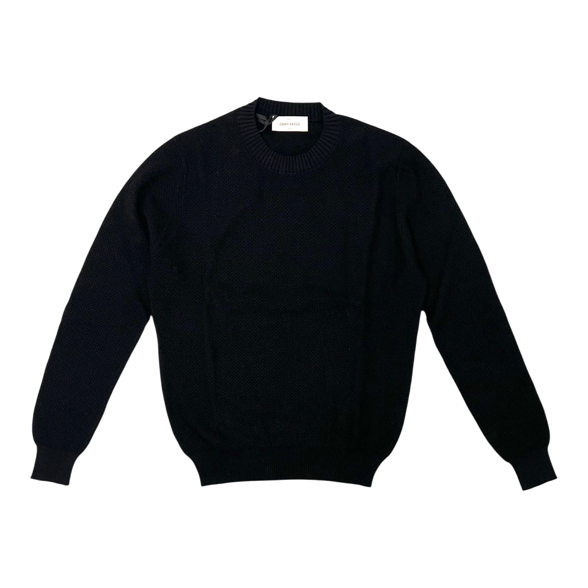 GranSasso(グランサッソ)  Jacquard Cotton crewneck knit(57103/18028/099)/BLACK