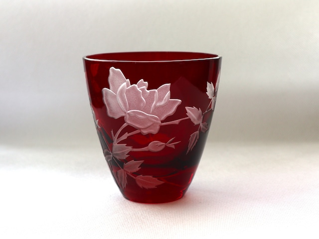 オーバルグラス　砂彫刻　バラの花