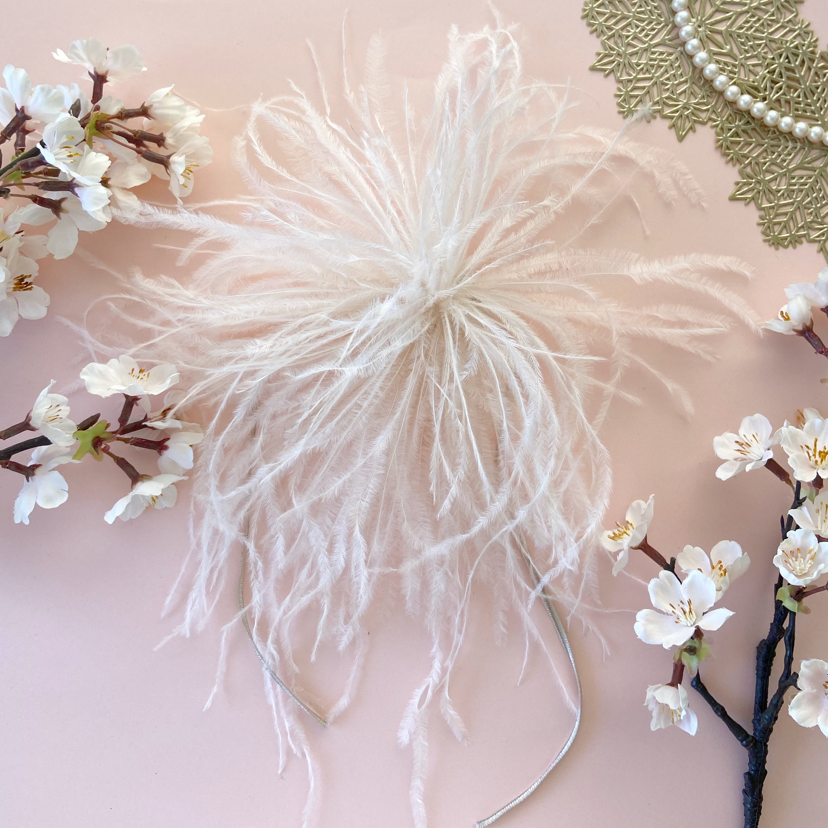 フェザーコサージュ＊さくらピンク＊取付金具選択可能 フォーマル