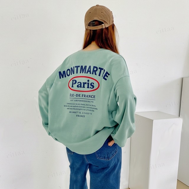 【即納】Y-5124　2026秋新作♡MONTMARTREバックプリントスウェット　ミント　1016