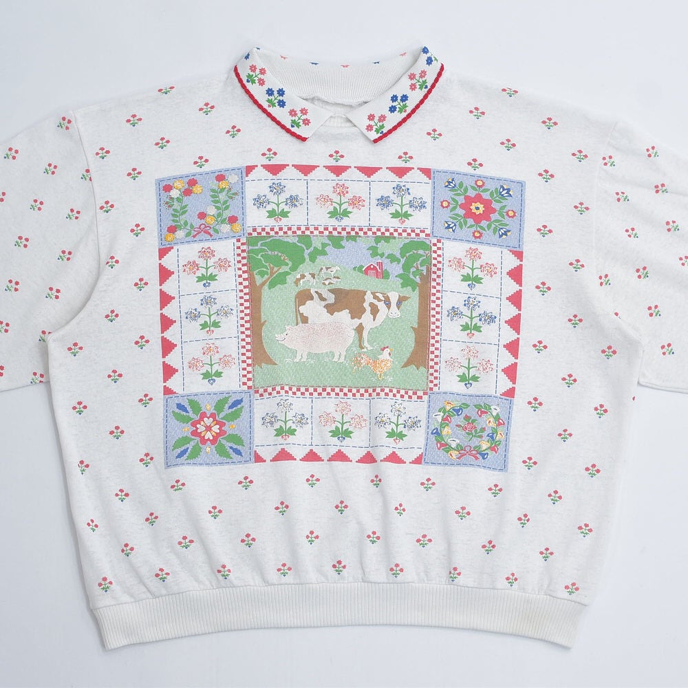 クリストファーケイン花モチーフプリントスウェット　トレーナー　ビンテージ クリストファーケイン花モチーフプリントスウェット トレーナー