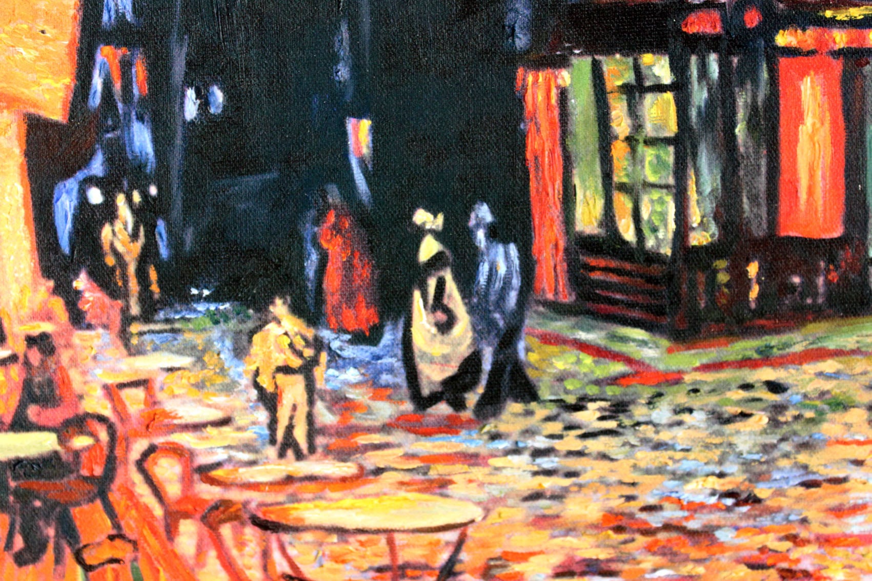 ゴッホ 絵画「夜のカフェテラス」額縁4色選択可能 作品証明書 展示用フック 限定エディション付複製画 ジークレ