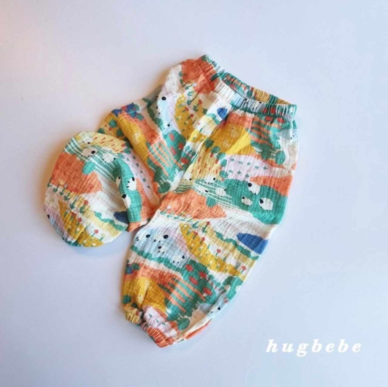 【Hugbebe】 ふわふわガーゼコットンパンツ アニマルファーム （80–120cm） - 1