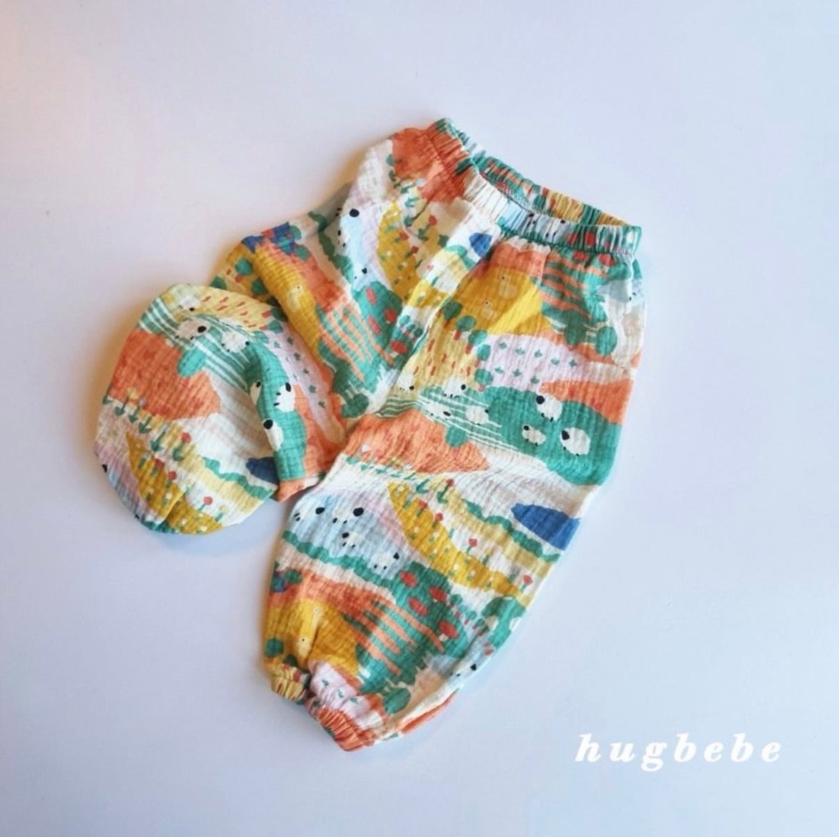 【Hugbebe】 ふわふわガーゼコットンパンツ アニマルファーム (80–120cm)