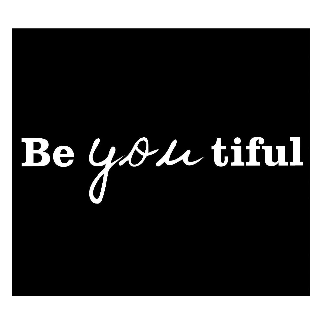 ウォールステッカー Be you tiful beautiful 名言 白 マット 英字 11 x 28 cm