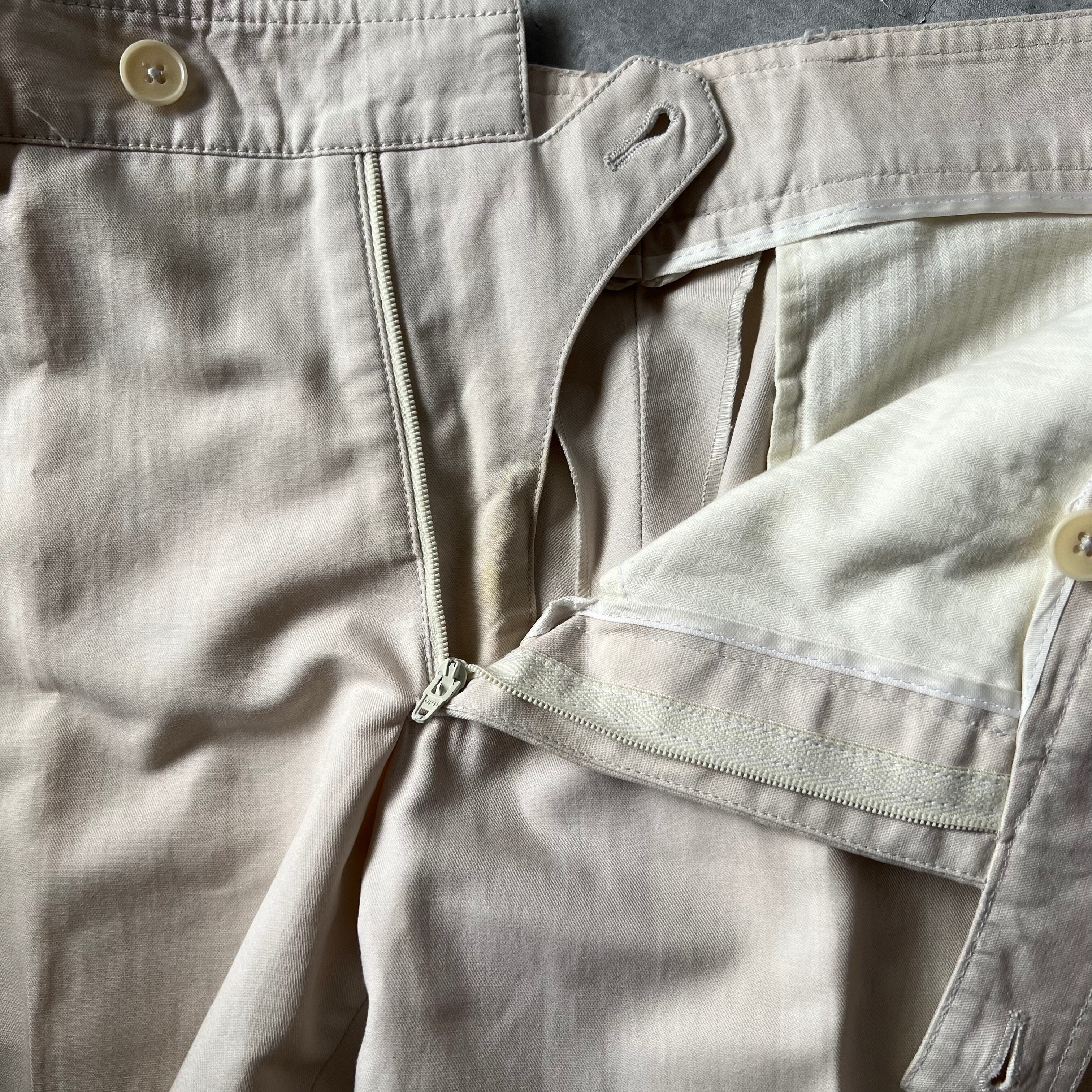 HERMES Linen Pants 035010H399 エルメス リネンパンツ スラックス シルク混 カーキオリーブ サイズ48【230714】【-A】【me04】