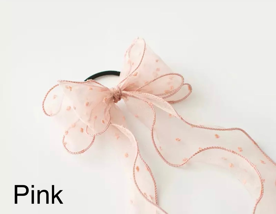 チュールリボンヘアゴム》》》》》リボン ヘアアクセサリー ヘアゴム チュール 女の子 パーティー イベント 韓国 プチプラ