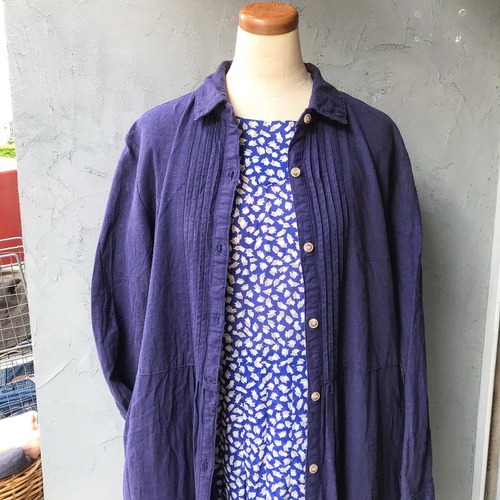 麻×レーヨンワンピース