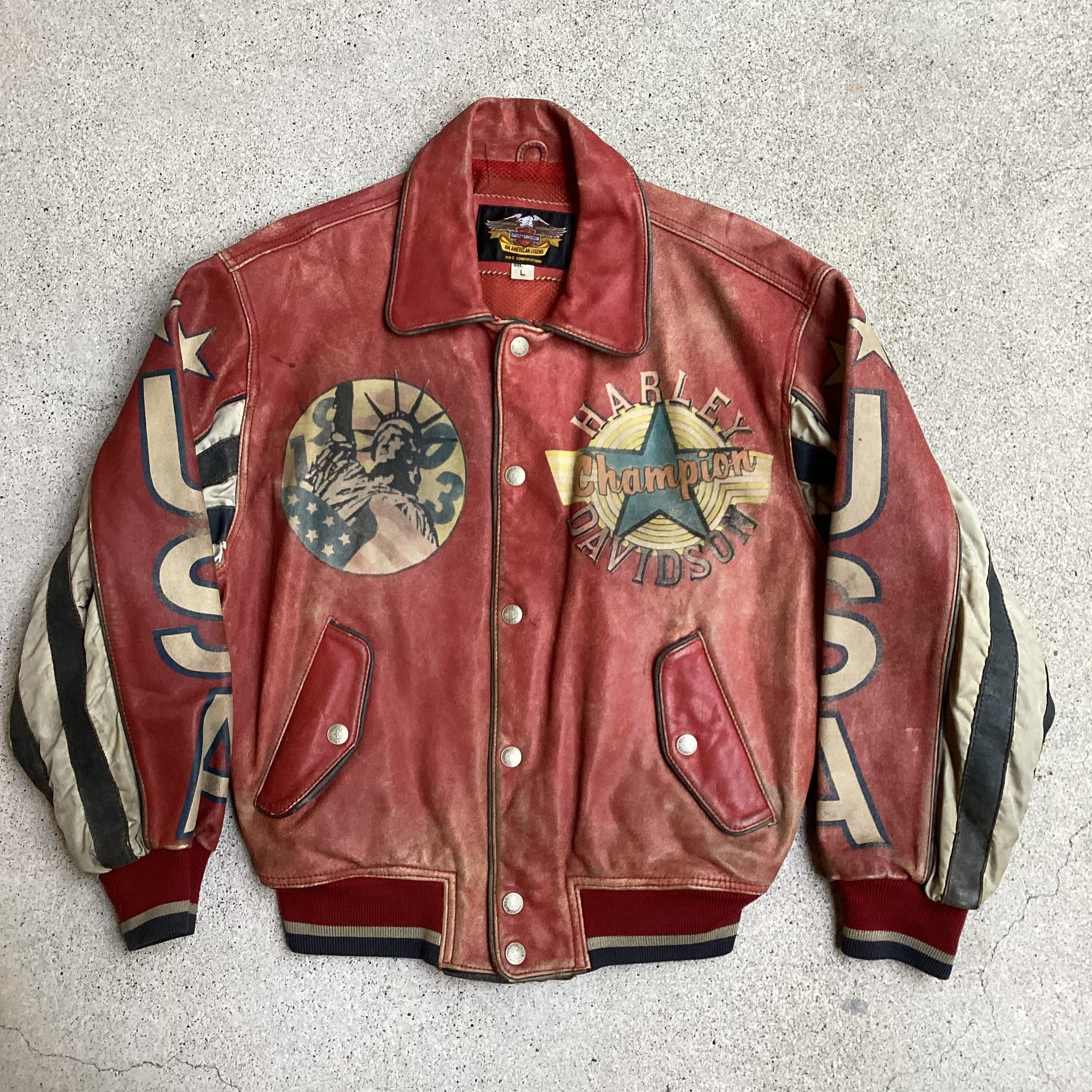 90s HARLEY DAVIDSON オールオーバーパターン ナイロン レザー 