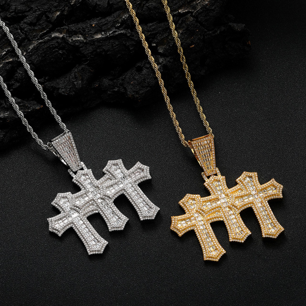 2色クロス ネックレス W241