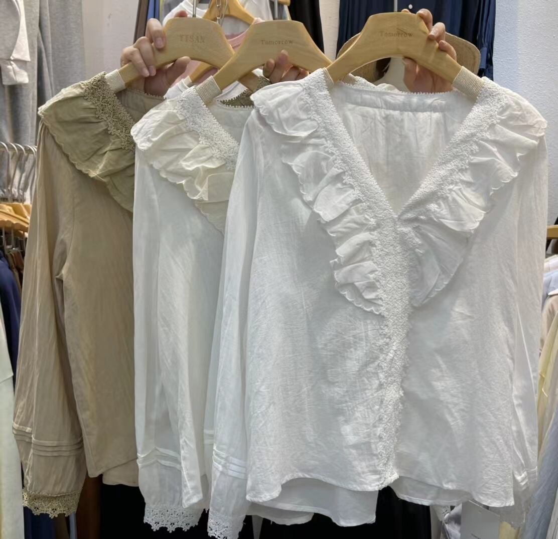 コットンフリルブラウス　AJ 2205-749