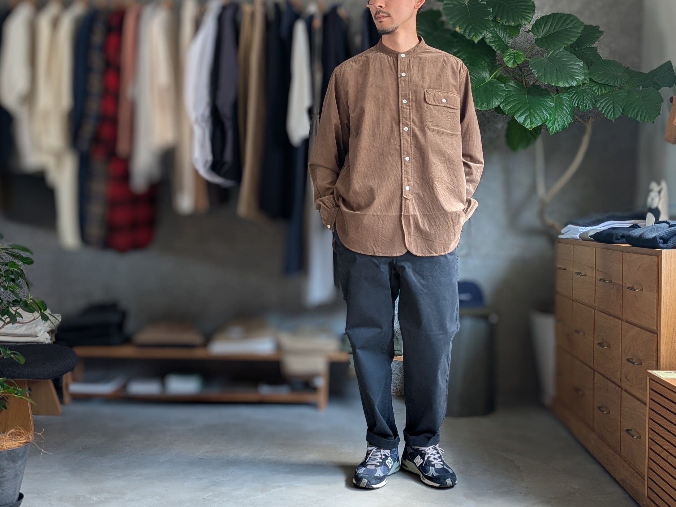 STANDARD SHIRT】Band Collar Corduroy Shirt（unisex） | JAMES&CO