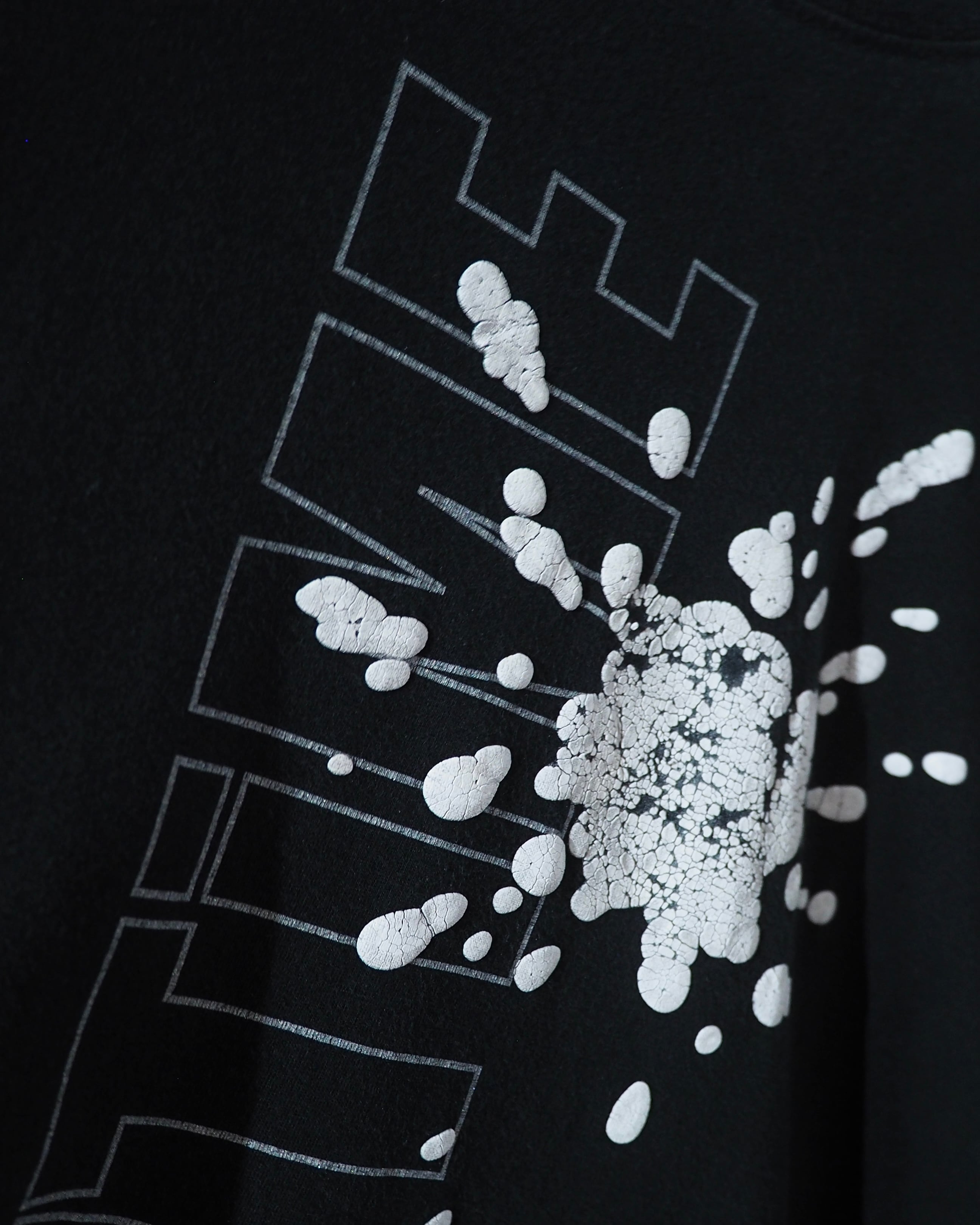 White Cracks × Puff printed Black SS Tee