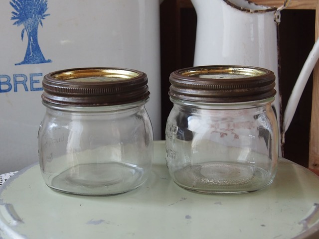 イギリスアンティーク　ガラスジャー(2個セット)　KILNER