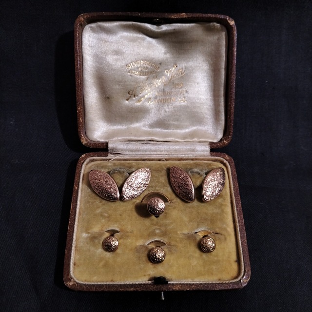Antique UK Gold Cufflinks and Studs Set by JA&S